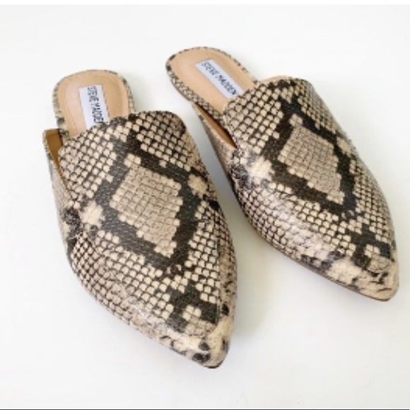Steve Madden Shoes - Steve Madden Snake Print Pointy Toe Mules Size